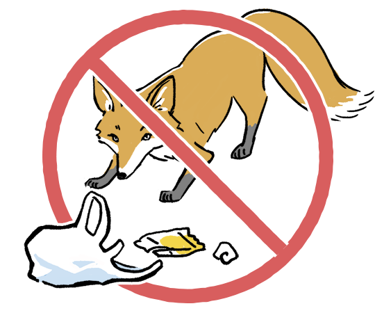 イメージ：ゴミを捨てたり、動物にエサをあたえないで